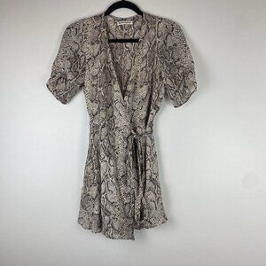 Reformation Women's Snakeskin Print Short Sleeve Wrap Dress Size XS Mini Monica